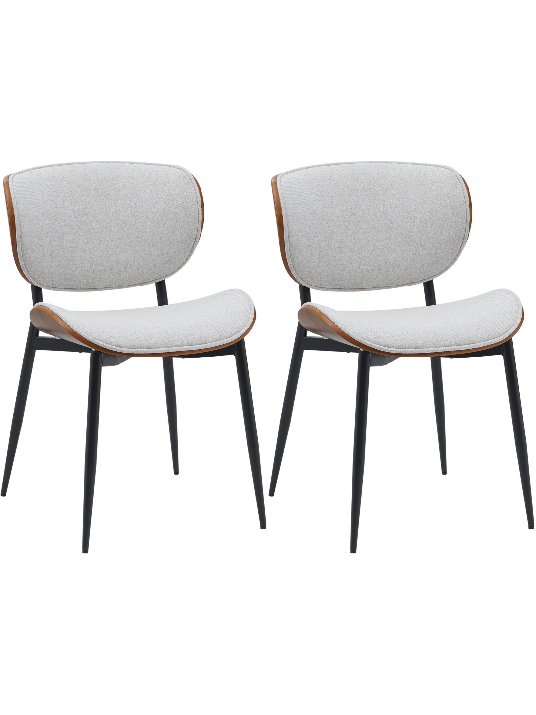 Set 2 scaune de sufragerie stofa Enid, nuc/crem