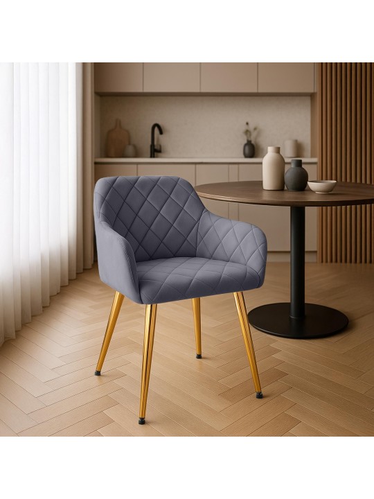 Set 2 scaune de sufragerie Monett catifea G, gri închis Set 2 scaune de sufragerie Monett catifea G, gri închis