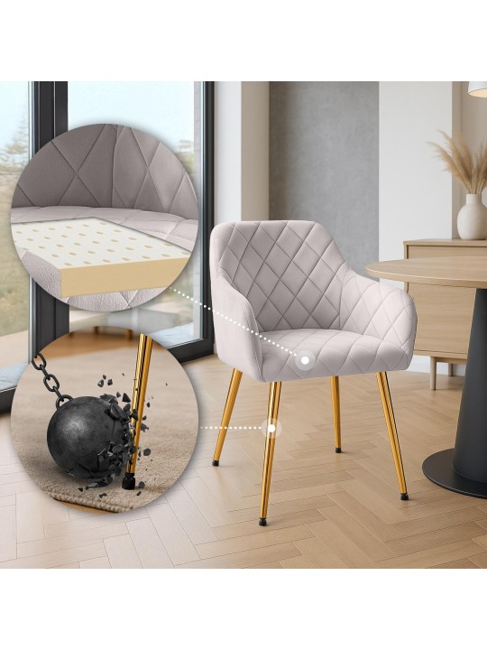 Set 2 scaune de sufragerie Monett catifea G, gri Set 2 scaune de sufragerie Monett catifea G, gri