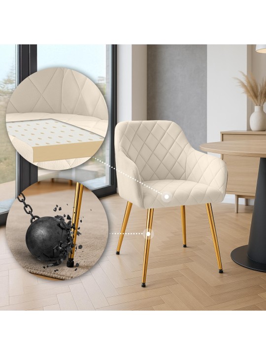 Set 2 scaune de sufragerie Monett catifea G, crem Set 2 scaune de sufragerie Monett catifea G, crem