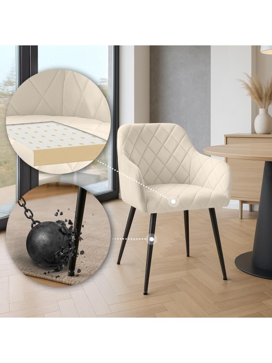 Set 2 scaune de sufragerie Monett catifea B, crem Set 2 scaune de sufragerie Monett catifea B, crem