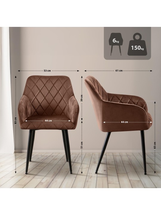 Set 2 scaune de sufragerie Monett catifea B, maro Set 2 scaune de sufragerie Monett catifea B, maro