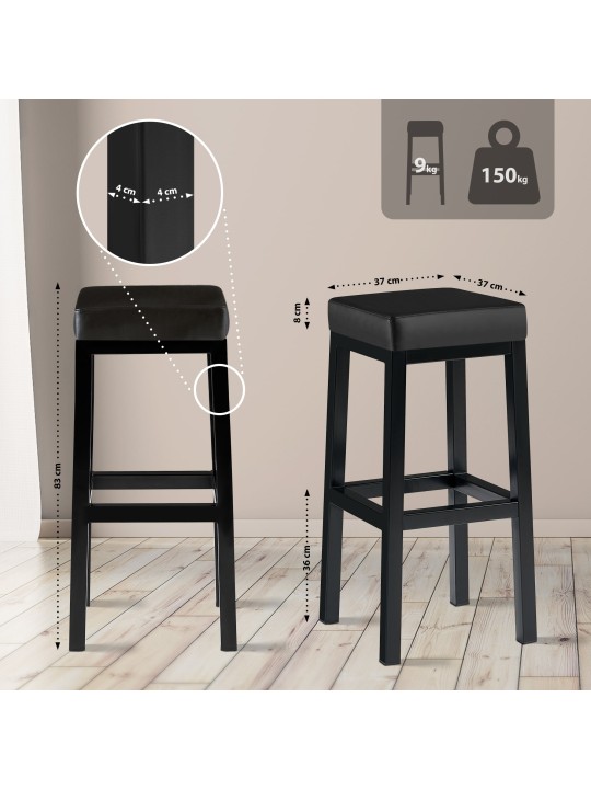 Scaun de bar Taylor B85 imitatie piele, negru