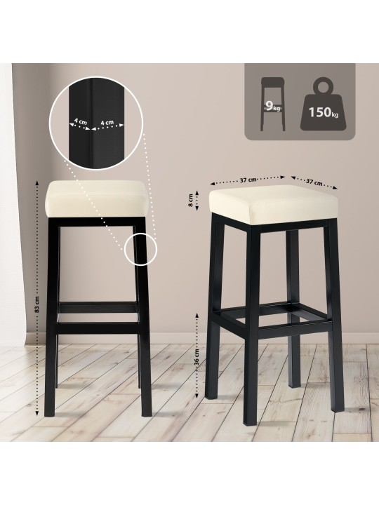 Scaun de bar Taylor B85 imitatie piele, crem