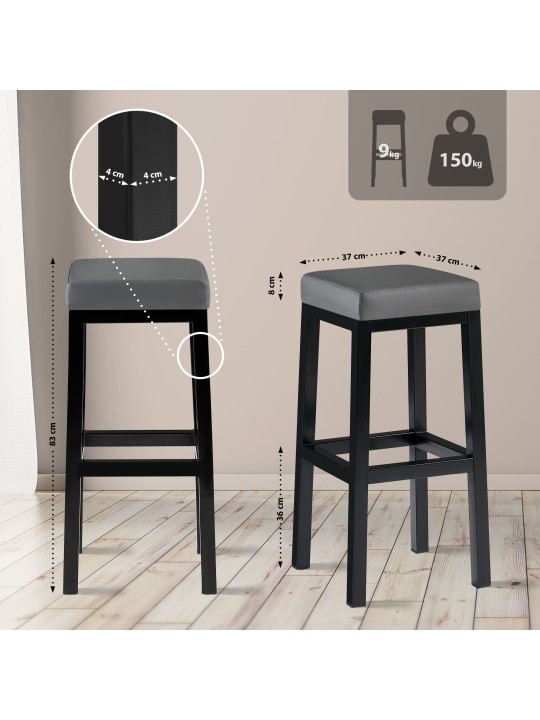 Scaun de bar Taylor B85 imitatie piele, gri