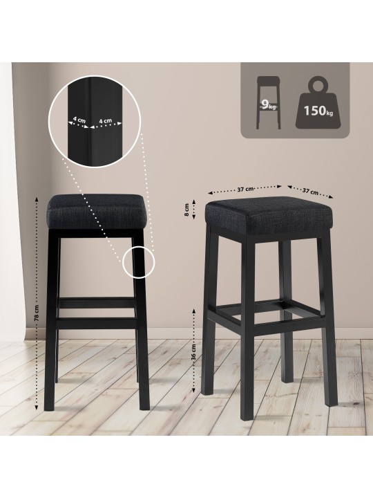 Scaun de bar Taylor B80 material, gri închis