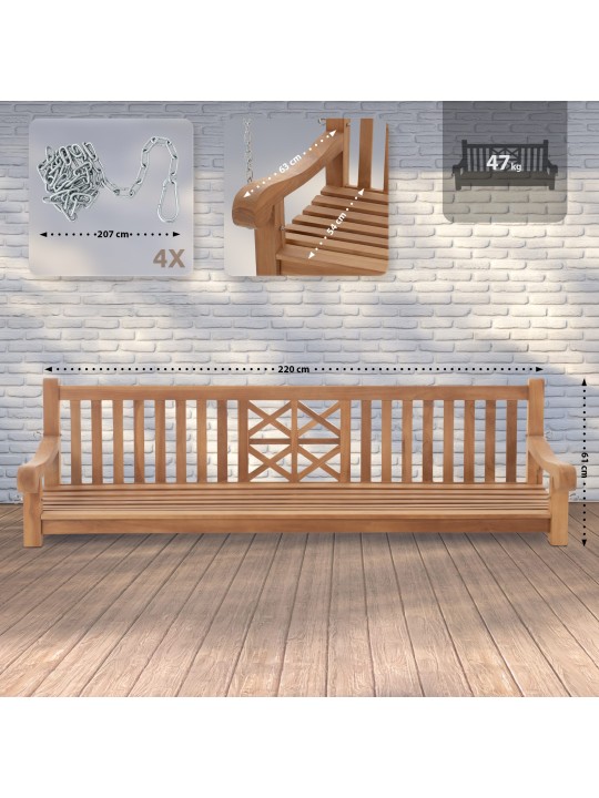 Bancă leagăn Farm 220 cm, tec