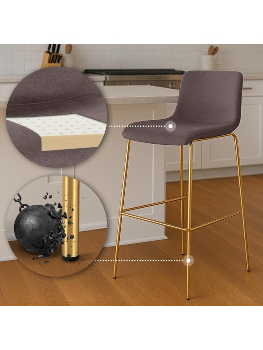 Scaun de bar Hoover Velvet 4-Foot Gold, maro Scaun de bar Hoover Velvet 4-Foot Gold, maro