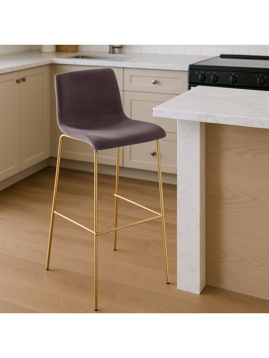 Scaun de bar Hoover Velvet 4-Foot Gold, maro Scaun de bar Hoover Velvet 4-Foot Gold, maro