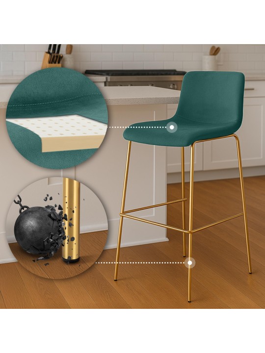 Scaun de bar Hoover Velvet 4-Foot Gold, verde Scaun de bar Hoover Velvet 4-Foot Gold, verde