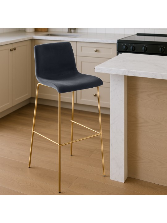 Scaun de bar Hoover Velvet 4-Foot Gold, negru Scaun de bar Hoover Velvet 4-Foot Gold, negru