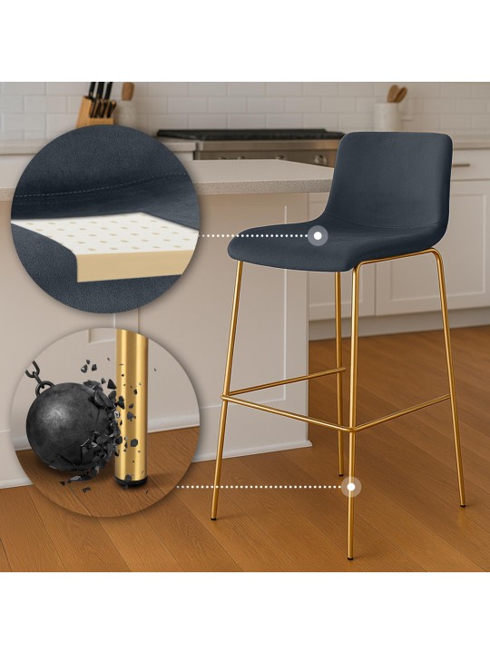 Scaun de bar Hoover Velvet 4-Foot Gold, negru Scaun de bar Hoover Velvet 4-Foot Gold, negru