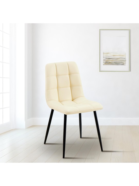 Scaun de sufragerie Antibes imitatie piele, crem