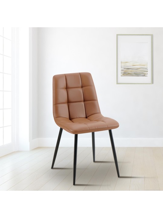 Scaun de sufragerie Antibes imitatie piele, maro închis