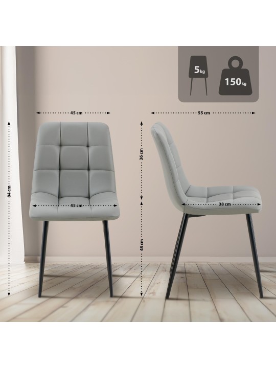 Scaun de sufragerie Antibes imitatie piele, gri deschis