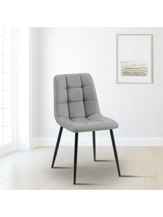 Scaun de sufragerie Antibes imitatie piele, gri deschis