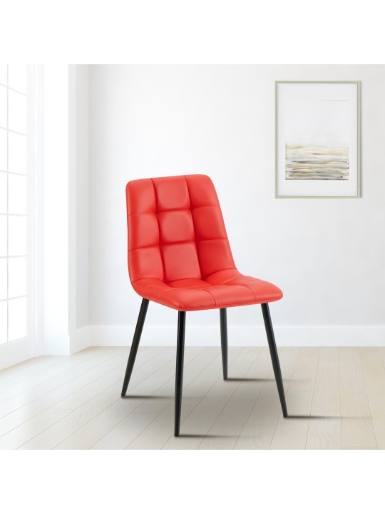 Scaun de sufragerie Antibes imitatie piele, roșu