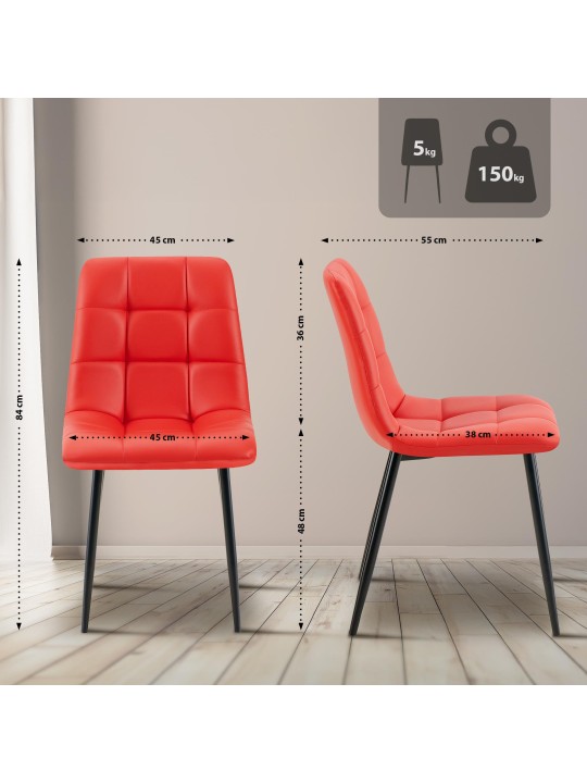 Scaun de sufragerie Antibes imitatie piele, roșu