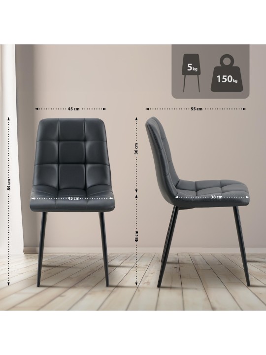 Scaun de sufragerie Antibes imitatie piele, negru