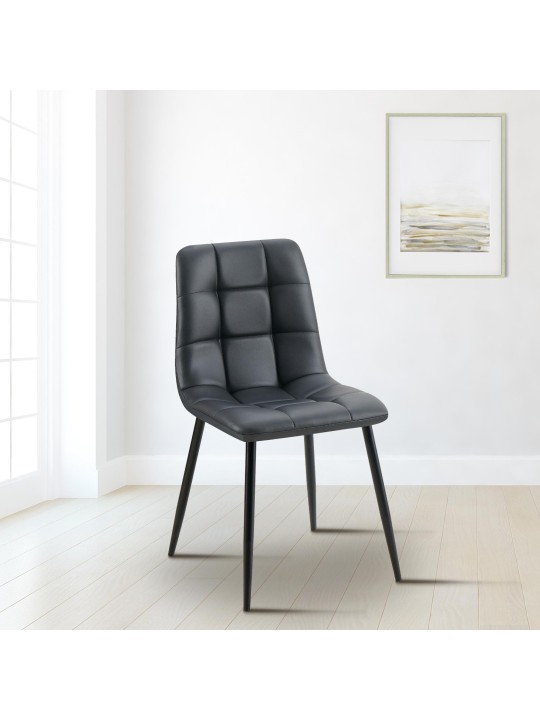 Scaun de sufragerie Antibes imitatie piele, negru