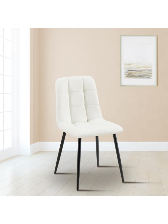 Scaun de sufragerie Antibes imitatie piele, alb