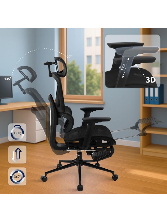 Scaun de birou Beresford, negru Scaun de birou Beresford, negru