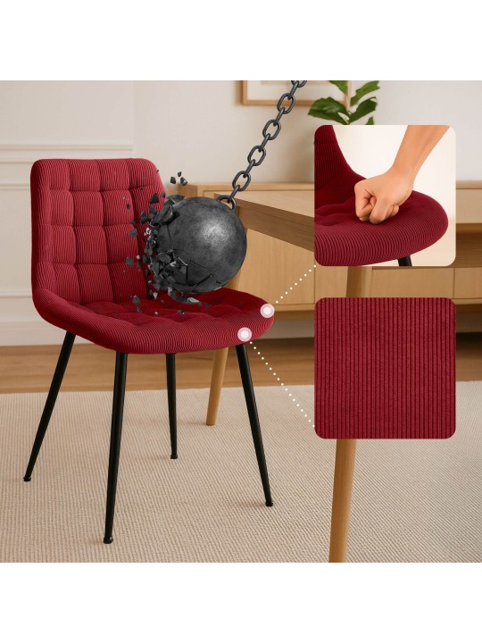 Scaun de sufragerie Sardna Cord, bordo