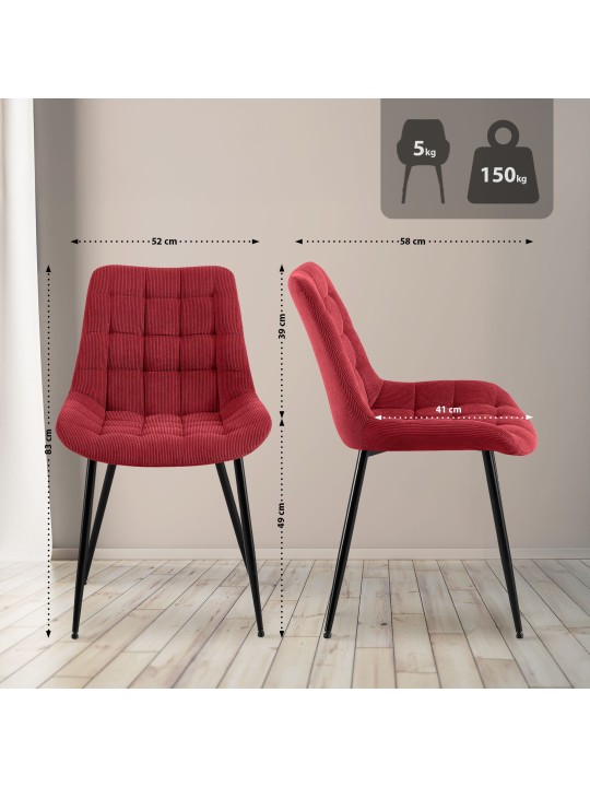 Scaun de sufragerie Sardna Cord, bordo