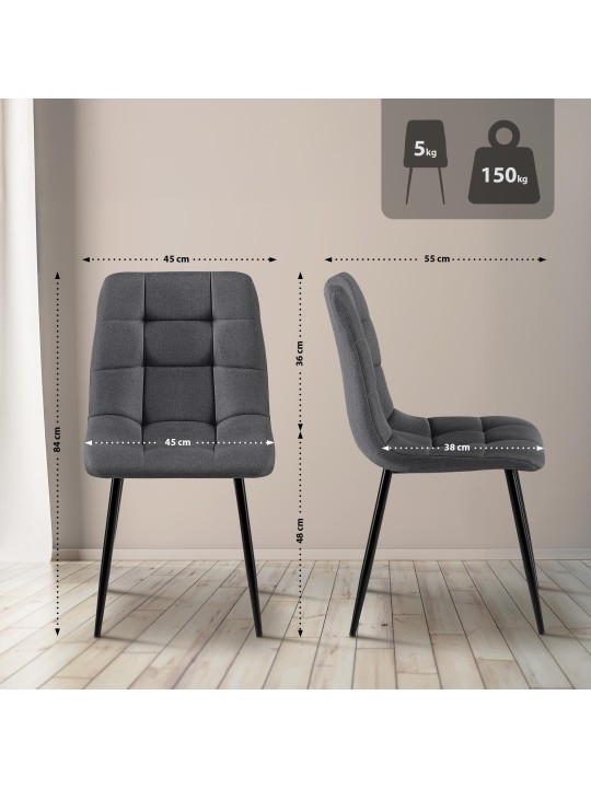 Scaun de sufragerie tesatura Antibes, gri închis