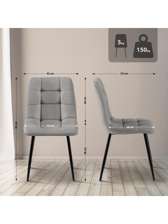 Scaun de sufragerie tesatura Antibes, gri deschis