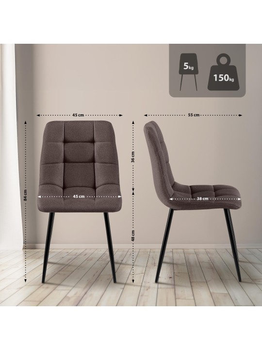 Set 4 scaune de sufragerie tesatura Antibes, maro