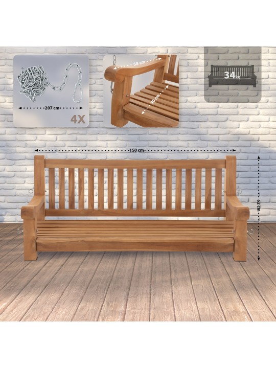 Bancă balansoar Joyce 150 cm, tec