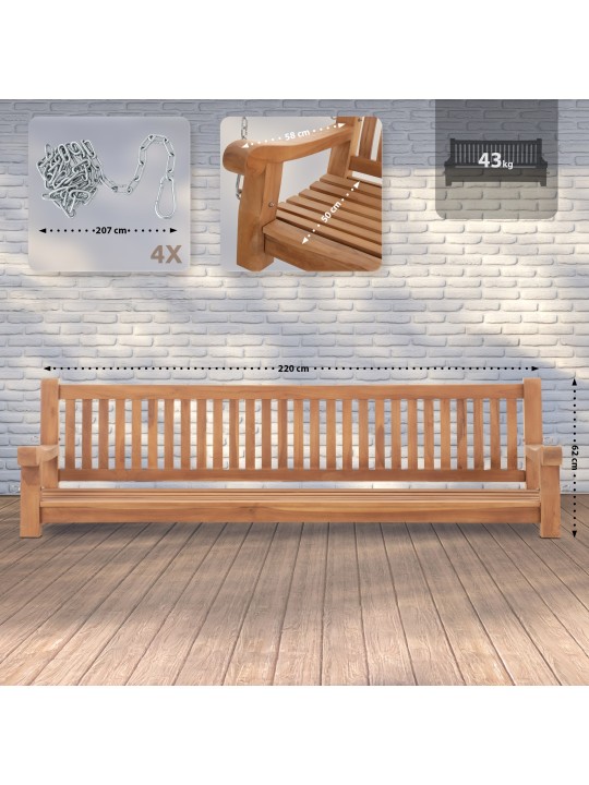 Bancă balansoar Joyce 220 cm, tec Bancă balansoar Joyce 220 cm, tec