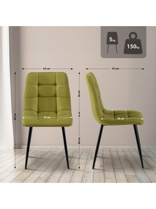 Set 4 scaune de sufragerie tesatura Antibes, verde