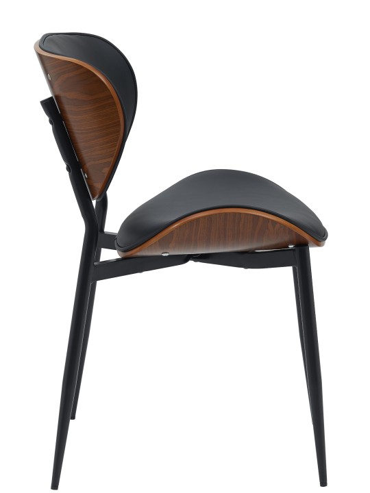 Set 2 scaune de sufragerie Enid imitatie piele, nuc/negru