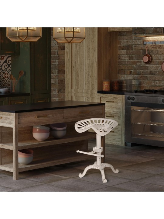 Scaun de bar Butch, alb antic