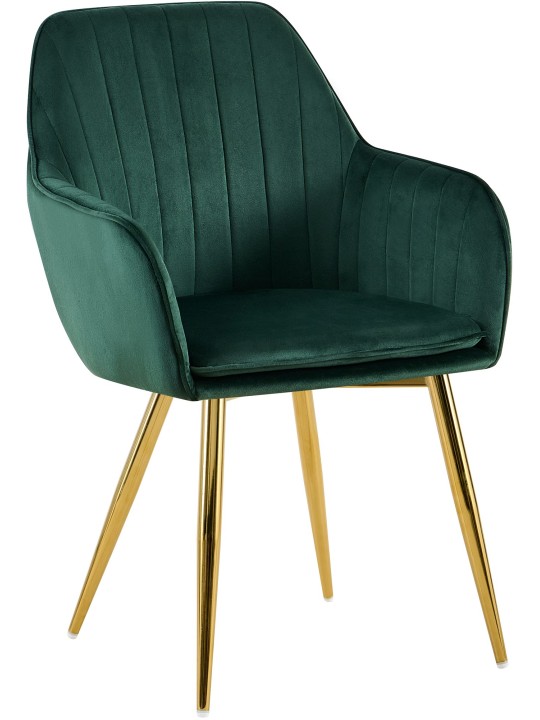 Scaun de sufragerie Cheryl catifea auriu, verde