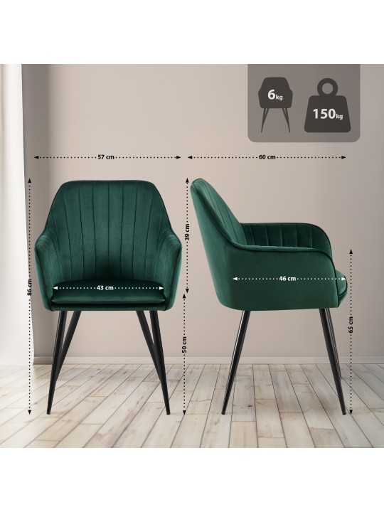 Scaun de sufragerie Cheryl catifea, verde