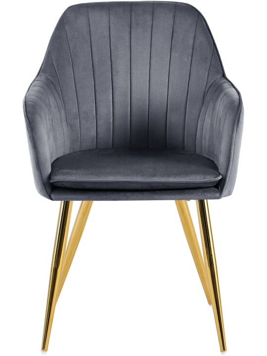 Scaun de sufragerie Cheryl catifea auriu, gri închis