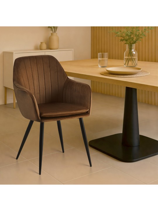 Scaun de sufragerie Cheryl catifea, maro