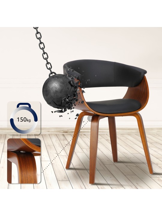 Scaun Bruce imitatie de piele nuc, negru