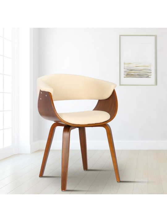 Scaun Bruce imitatie de piele nuc, crem