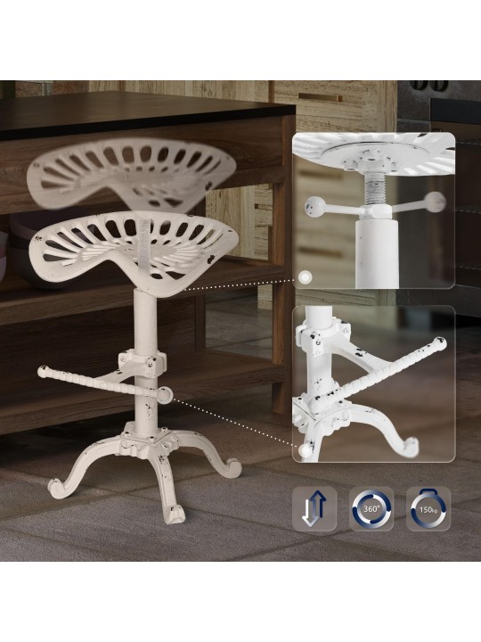 Set 2 scaune de bar Butch, alb antic