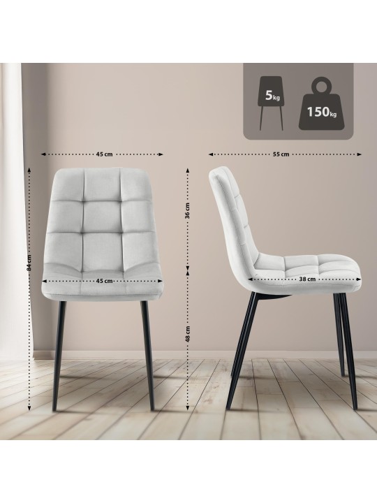 Set 4 scaune de sufragerie Antibes, gri