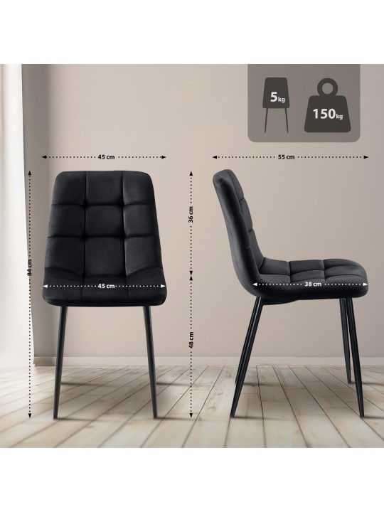 Set 4 scaune de sufragerie Antibes, negru