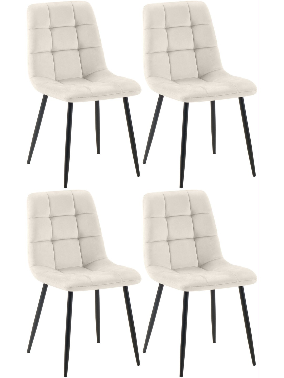 Set 4 scaune de sufragerie Antibes, alb-crem