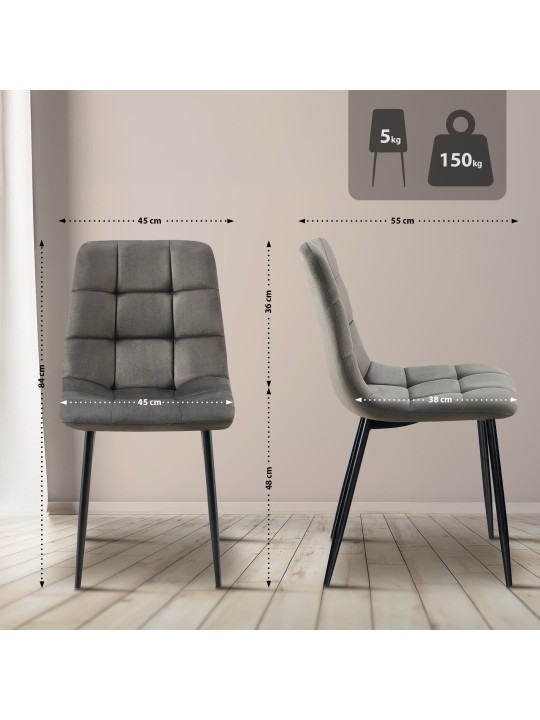 Set 4 scaune de sufragerie Antibes, antracit