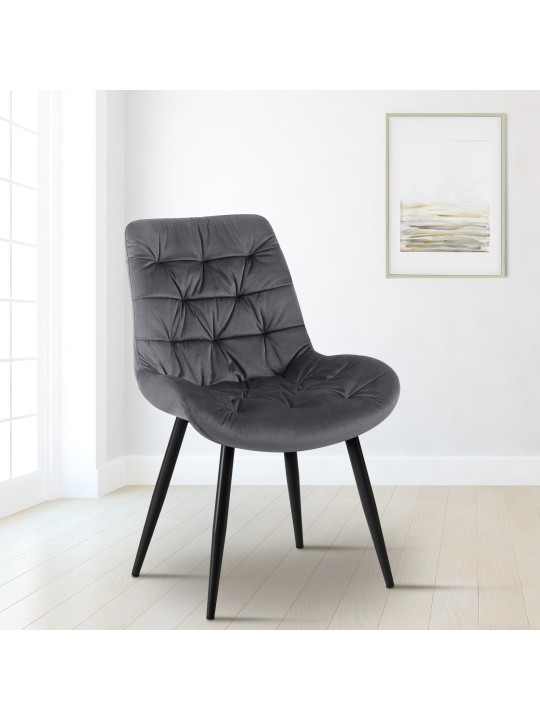 Scaun de sufragerie din catifea Rossford, gri închis