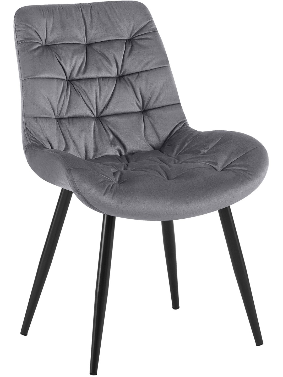 Scaun de sufragerie din catifea Rossford, gri închis