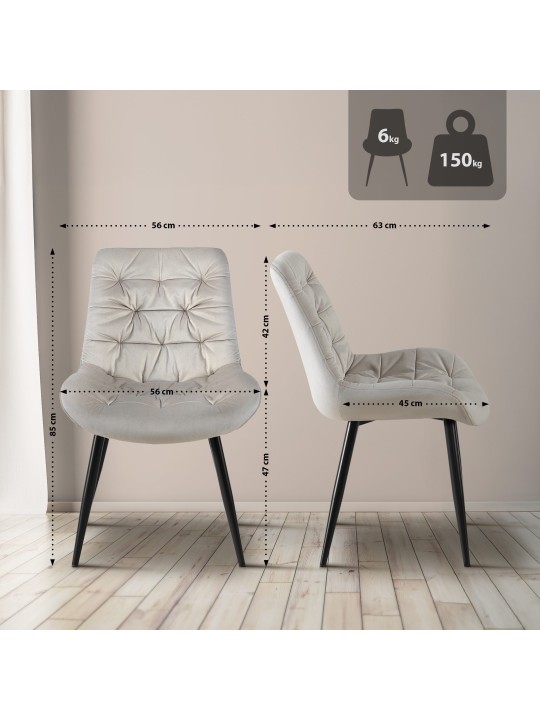 Scaun de sufragerie din catifea Rossford, gri